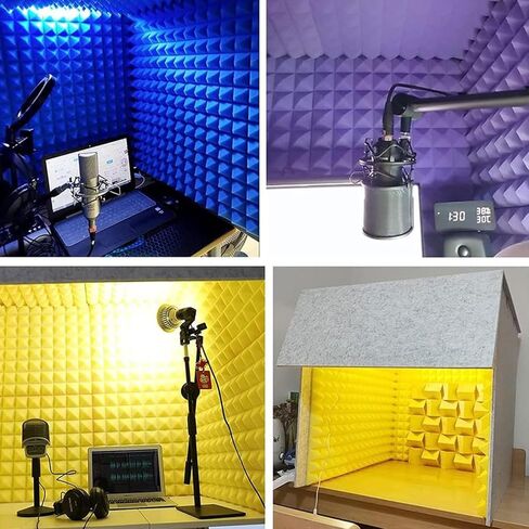 Portable Sound Recording Vocal Booth Box, Tabletop Microphone Isolation Shield, High Density Absorbent Foam to Filter Vocal, for Studio Sound Recording, Podcasts, Singing,Blue in Kuwait