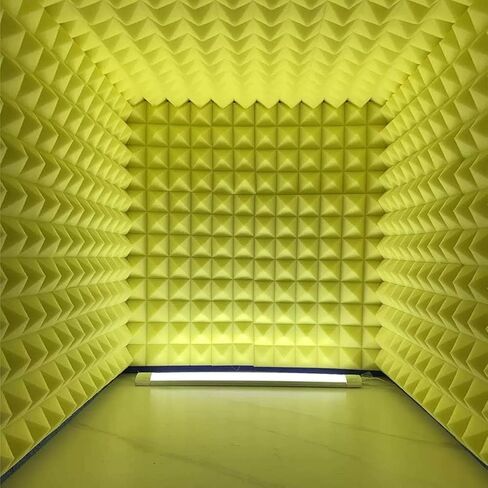 صندوق كشك صوتي محمول لتسجيل الصوت، فلتر انعكاس ودرع عزل للميكروفون قابل للطي، عازل ضوضاء فائق الكثافة يمتص الصوت لسطح المكتب، الاستوديو، البودكاست، رمادي أصفر-80x80x80 سم in Kuwait