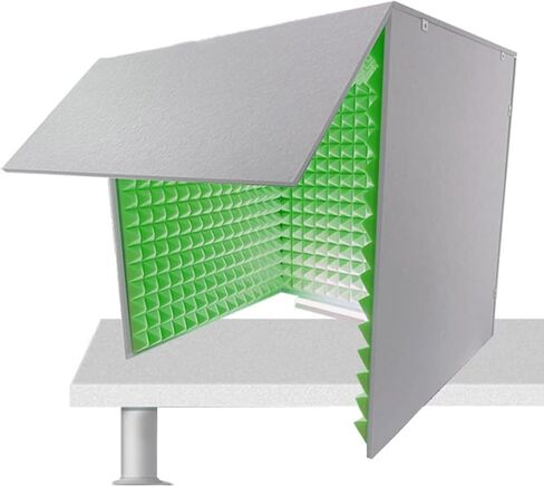 غطاء عازل للصوت لسطح المكتب، مكعب عزل الميكروفون، حجرة صوتية محمولة، حجرة عزل لغرفة نوم استوديو الموسيقى، تقليل الضوضاء، لاستوديو التسجيل، البودكاست، S، أخضر-80*80*80 سم in Kuwait