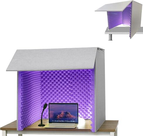 غطاء عازل للصوت لسطح المكتب، صندوق كشك صوت مصنوع ذاتيًا، كشك تسجيل محمول، صندوق كشك عزل الميكروفون، أحمر - 80 * 80 * 80 سم in Kuwait