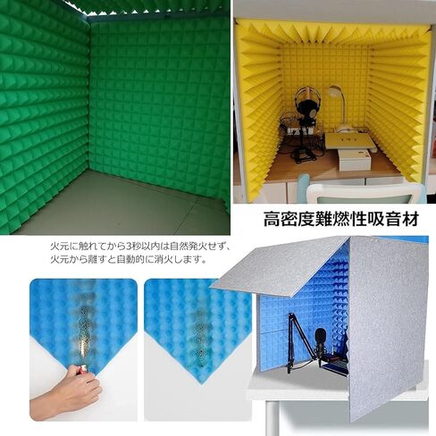 Desktop Soundproof Cover,Microphone Isolation Booth Cube,Portable Vocal Booth,isolation Booth For Music Studio Bedroom Home, Decreasing Noise,for Recording Studio, Podcasts, S,Green-80*80*80cm in Saudi Arabia