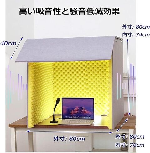 Desktop Soundproof Cover,Microphone Isolation Booth Cube,Portable Vocal Booth,isolation Booth For Music Studio Bedroom Home, Decreasing Noise,for Recording Studio, Podcasts, S,Green-80*80*80cm in Saudi Arabia