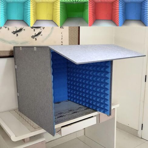 Microphone Isolation Booth Cube, Portable Vocal Recording Booth, Desktop Soundproof Cover, for Microphone Recording Equipment Podcasts Singing Gaming and Broadcasting,Green-80 * 80 * 80cm in Kuwait