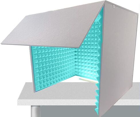 كشك صوتي محمول، كشك عزل، كشك الصوت، غطاء عازل للصوت لسطح المكتب، معدات استوديو تسجيل الصوت ذاتية الصنع، درع ممتص للتحلل الدقيق، لمكتب الاستوديو، تسجيل، أزرق in Kuwait