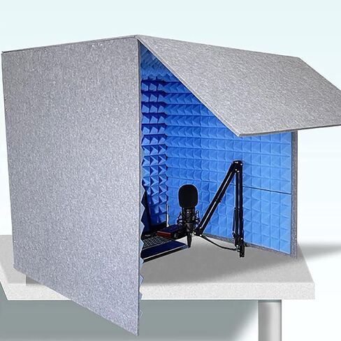 Soundproof Booth Desktop Partition Booth with Top Panel Home-Made Portable Studio Enclosure for Music Studio Bedroom Home, Noise Reduction/Yellow,Blue in Kuwait