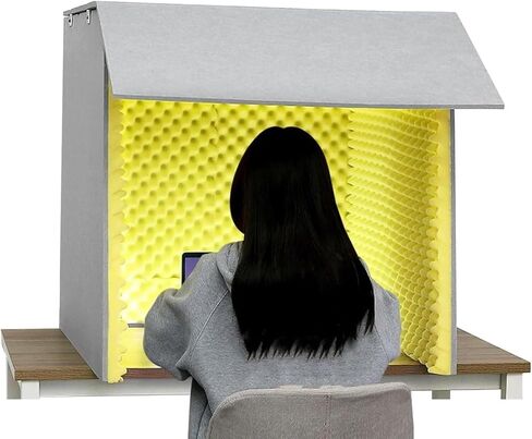 Desktop Sound Enclosures, Portable Vocal Studio Sound Enclosures, High Density Acoustic Foam for Vocal Filtering, Microphone Sound Enclosures, Audio Soundproofing Platforms,Yellow in Kuwait
