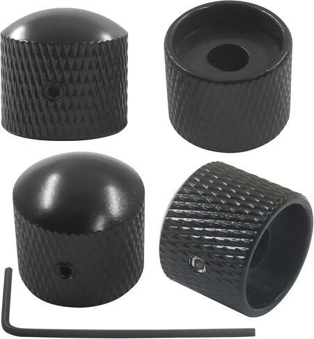 6 Pcs Metal Guitar Knobs, Volume Tone Control Knob with Allen Keys Screws Set, Dome Style for Electric Guitar Bass Replacement Parts, Black in Saudi Arabia