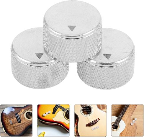 3pcs Aluminum Volume Tone Control Knobs for Electric Bass Guitar, Slanted Texture Potentiometer Replacement Caps for Amplifier and Audio Equipment in Saudi Arabia
