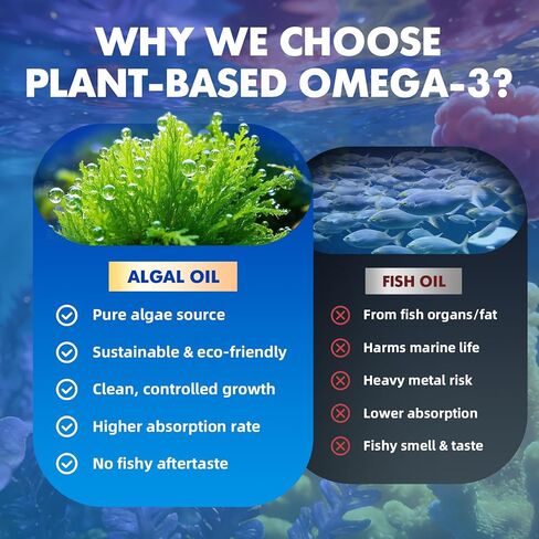 Vegan Omega-3 Gummies1000mg for Adults - Sugar Free Supplement with 400mg DHA & 600mg EPA, Vitamins A, C, E, and Zinc - 60 Count in Kuwait