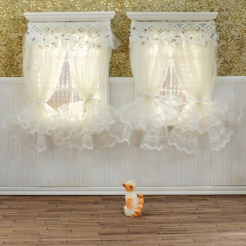 iLAND Miniature Dollhouse Accessories on 1/12 Scale, Dollhouse Curtains Set of Multi-Layered Lace & Tulle Curtains 2pcs in Kuwait