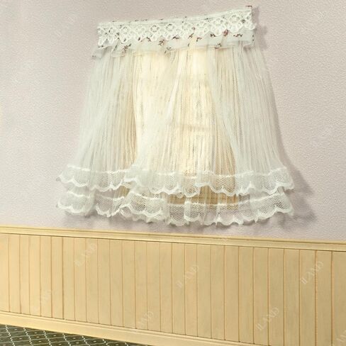 iLAND Miniature Dollhouse Accessories on 1/12 Scale, Dollhouse Curtains Set of Multi-Layered Lace & Tulle Curtains 2pcs in Kuwait