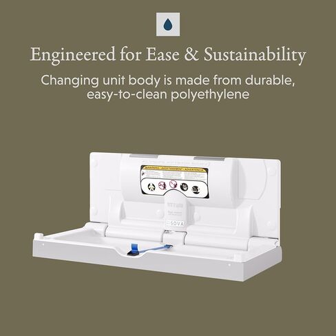 Sova Aura Horizontal Frameless Surface Mount with Full Stainless Steel Wrap Baby Changing Station (No Handle, No Corners) in Kuwait