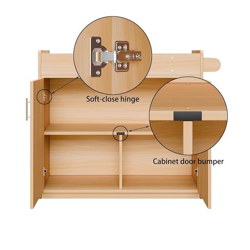 طاولة تغيير حفاضات Ogears Daycare مع وسادة مرتبة قابلة للإزالة والغسل | أبواب مغلقة وهادئة وحجرتين للتخزين | خشب متين، حزام أمان قابل للتعديل (طبيعي) in Kuwait