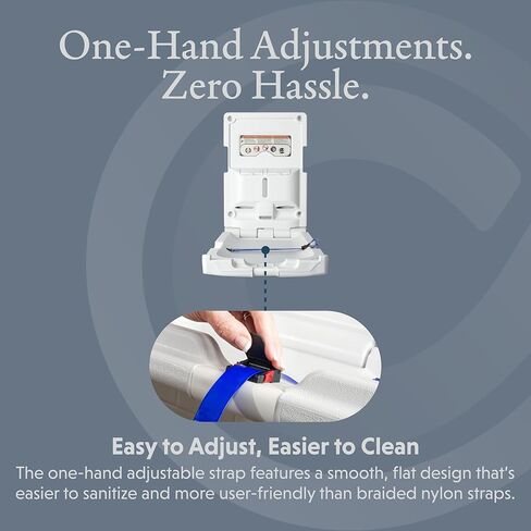 قاعدة تغيير حفاضات الأطفال العمودية الكلاسيكية من Foundations، مثبتة على الحائط، موزع بطانة مدمج، حزام أمان قابل للتعديل بيد واحدة، رمادي فاتح (100-EV) in Kuwait