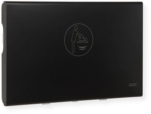 CP0016HCSB-I-ASTM BabyMedi Horizontal Surface-Mounted Modern Baby Changing Station with Ionizer, Black/Satin Finish; Liner Dispenser; Frontal Stainless Steel Chassis; Open/Close Mechanism in Saudi Arabia