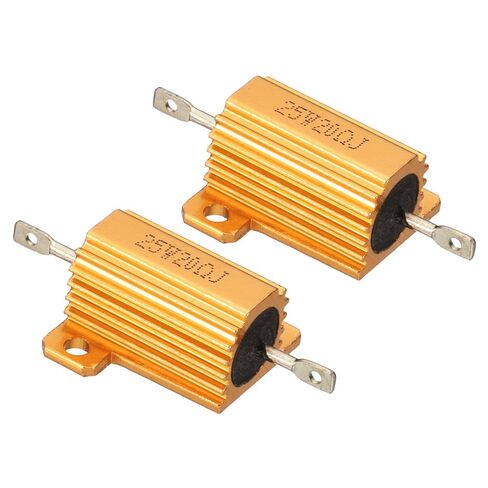 PATIKIL 25W 20 Ohm Aluminum Shell Resistor, 2 Pack Aluminum Housing Resistor Housed Case Wirewound Resistors Screw Tap Power Resistor 5% Tolerance, Golden in Kuwait