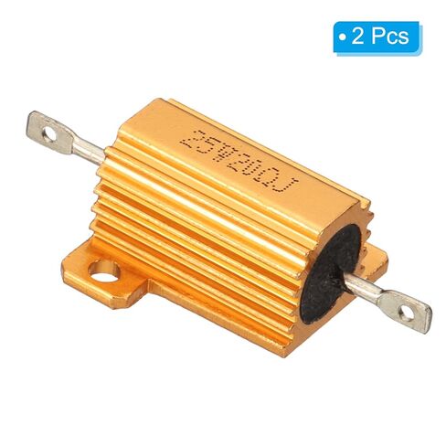 PATIKIL 25W 20 Ohm Aluminum Shell Resistor, 2 Pack Aluminum Housing Resistor Housed Case Wirewound Resistors Screw Tap Power Resistor 5% Tolerance, Golden in Kuwait