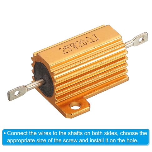 PATIKIL 25W 20 Ohm Aluminum Shell Resistor, 2 Pack Aluminum Housing Resistor Housed Case Wirewound Resistors Screw Tap Power Resistor 5% Tolerance, Golden in Kuwait