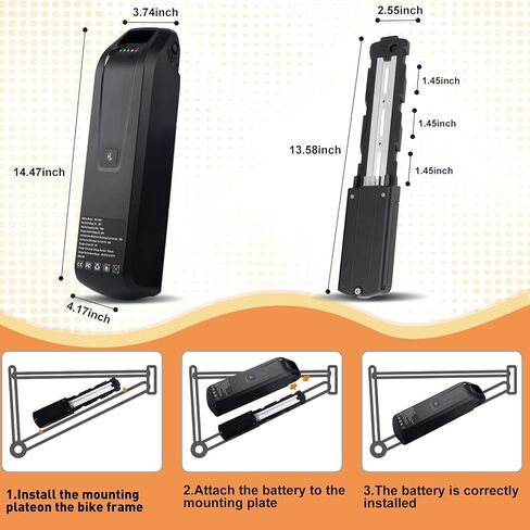 UAZ 36V 48V 52V Ebike Battery 4 Pin 10.4AH 15.6AH 20AH with Safe Lock, LED Indicator Light, USB Port, for 250-1500W E-Bike, Scooter, Electric Bicycle (36V15.6AH-4PIN) in Saudi Arabia