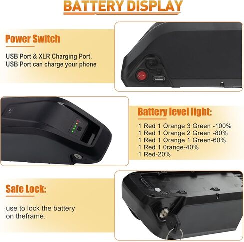UAZ 36V 48V 52V Ebike Battery 4 Pin 10.4AH 15.6AH 20AH with Safe Lock, LED Indicator Light, USB Port, for 250-1500W E-Bike, Scooter, Electric Bicycle (36V15.6AH-4PIN) in Saudi Arabia