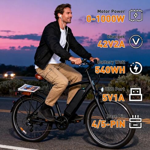 UAZ 36V 48V 52V Ebike Battery 4 Pin 10.4AH 15.6AH 20AH with Safe Lock, LED Indicator Light, USB Port, for 250-1500W E-Bike, Scooter, Electric Bicycle (36V15.6AH-4PIN) in Saudi Arabia