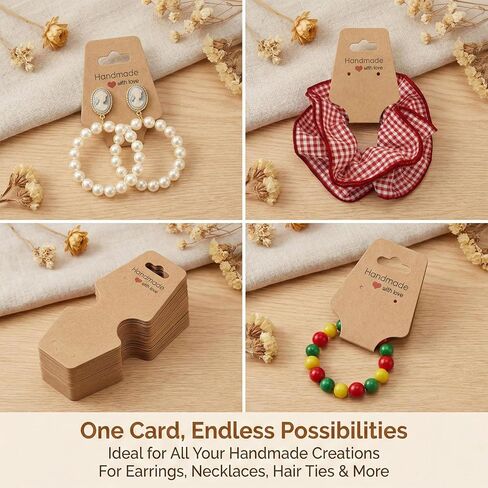 100PCS Bracelet Display Cards - Self Adhesive Jewelry Packaging for Small Business, Writable Hanging Necklace Display Cards for Selling Earrings, Hair Ties, Keychains, Handmade Jewelry, 4.7x1.7 Inch in Saudi Arabia