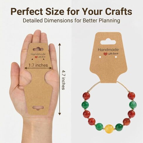 100PCS Bracelet Display Cards - Self Adhesive Jewelry Packaging for Small Business, Writable Hanging Necklace Display Cards for Selling Earrings, Hair Ties, Keychains, Handmade Jewelry, 4.7x1.7 Inch in Saudi Arabia