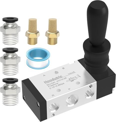 Pneumatic Solenoid Valve, Hoodutric 1/4"NPT 5 Way 2 Position Air Hand Lever Operated Valve Manual Control Push Pull Solenoid Air Valve 4H210-08 in Kuwait