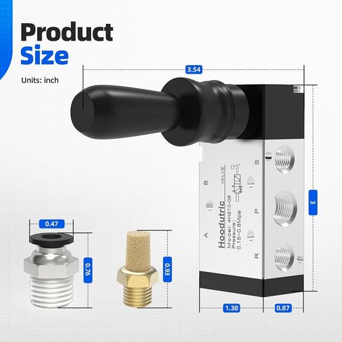Pneumatic Solenoid Valve, Hoodutric 1/4"NPT 5 Way 2 Position Air Hand Lever Operated Valve Manual Control Push Pull Solenoid Air Valve 4H210-08 in Kuwait