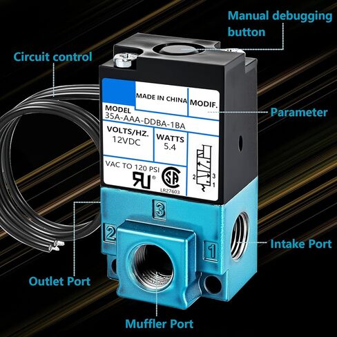 وحدة التحكم الإلكترونية في التعزيز، تيار مستمر 12 فولت 5.4 وات، 3 منافذ للتحكم في التعزيز، 35A-AAA-DDBA-1BA، صمام الملف اللولبي 1/8 بوصة NPT in Kuwait