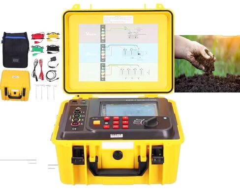4 Wire Earth Ground Resistance Meter Tester Meter Digital Soil Resistivity Tester with Test Range 0.00Ω-30.00KΩ /0.00Ωm-9000kΩm /AC 0-600V IP65 Protective Shell in Saudi Arabia