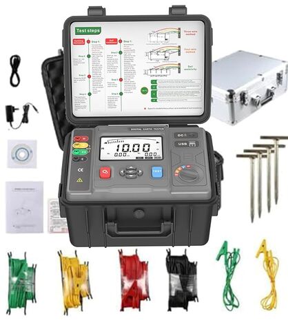 Digital Soil Grounding Resistivity Tester Clamp on Ground Resistant Meter with 9999 Kohm Voltage 600V Current 60A USB Interface Maximum 500 Groups Data Storage IEC61010-1 Standard in Saudi Arabia