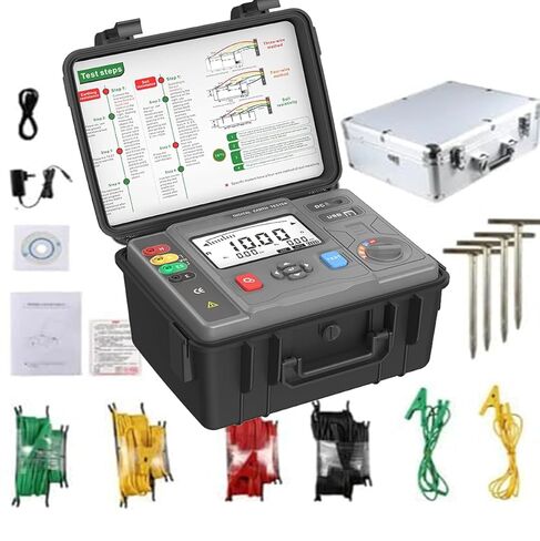Digital Soil Grounding Resistivity Tester Clamp on Ground Resistant Meter with 9999 Kohm Voltage 600V Current 60A USB Interface Maximum 500 Groups Data Storage IEC61010-1 Standard in Saudi Arabia