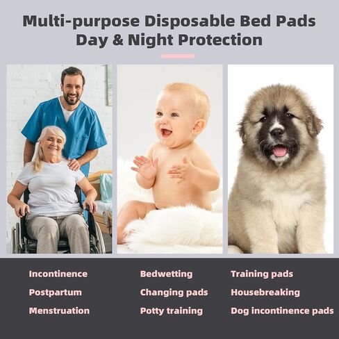 MKISS Oversized Bed Pads 40" x 60"(20 Counts), Heavy Duty Ultra Absorbent Underpads, Chucks Pads Disposable for Adults, Children, Babies, Elderly and Pets in Saudi Arabia