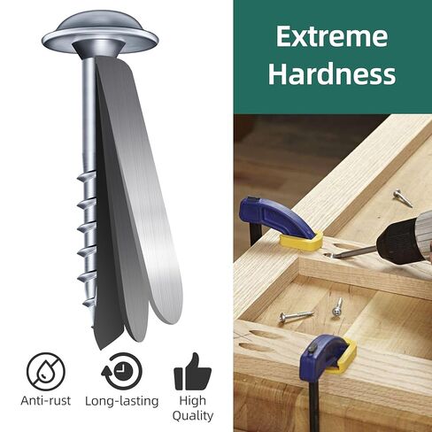 #8 Pocket Hole Screws Assortment Kit, 95Pcs Anti-Rust Zinc Plated Pocket Screws, Self-Tapping Tip Square Drive Wood Screw for Furniture with 150mm Drill Bit in Kuwait