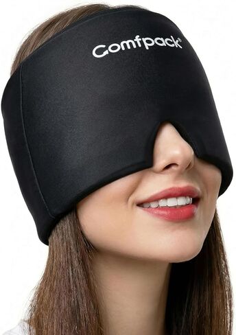 غطاء تخفيف الصداع النصفي من كومفباك مع منتج قناع حزمة الثلج من قبعة تخفيف الصداع لفترة أطول بنسبة 30%، قبعة علاج باردة من جل التبريد الناعم لعلاج الصداع النصفي وآلام الجيوب الأنفية وتخفيف التوتر والنوم والمخلفات in Kuwait