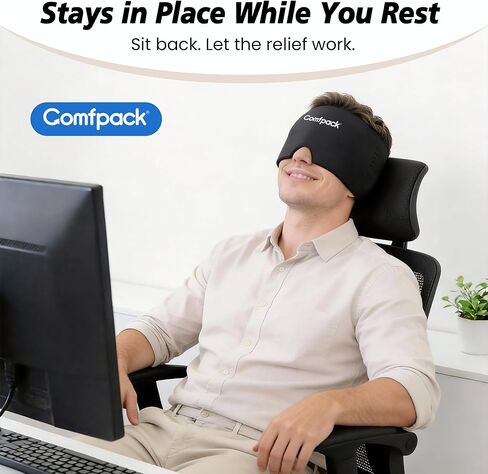 غطاء تخفيف الصداع النصفي من كومفباك مع منتج قناع حزمة الثلج من قبعة تخفيف الصداع لفترة أطول بنسبة 30%، قبعة علاج باردة من جل التبريد الناعم لعلاج الصداع النصفي وآلام الجيوب الأنفية وتخفيف التوتر والنوم والمخلفات in Kuwait