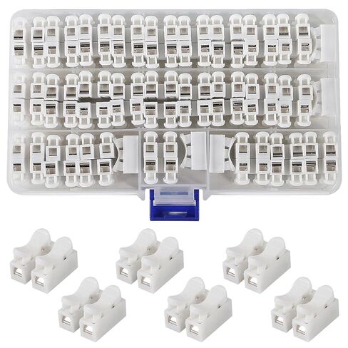 55pcs CH-2 Electrical Cable Connectors Block Push Quick Wire Cable Connector, 10A 220V 2 Pin Push-in Spring Loaded Electrical Connectors for Lighting Electrical and Automotive Wiring Electricity in Saudi Arabia