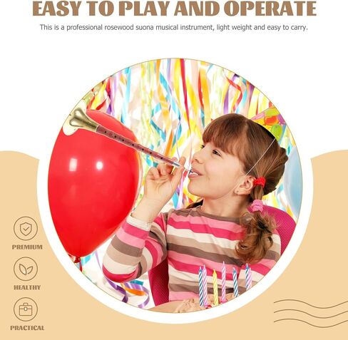 ULTECHNOVO Rosewood Suona أداة الرياح للمبتدئين، أداة الرياح الشعبية الصينية التقليدية في مفتاح C، تتضمن قصبًا بلاستيكيًا عشوائي اللون، أداة نفخ خشبية عرقية احترافية in Kuwait