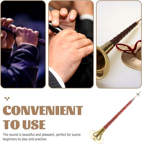 ULTECHNOVO Rosewood Suona أداة الرياح للمبتدئين، أداة الرياح الشعبية الصينية التقليدية في مفتاح C، تتضمن قصبًا بلاستيكيًا عشوائي اللون، أداة نفخ خشبية عرقية احترافية in Kuwait