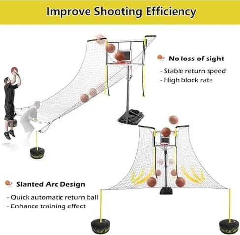 Basketball Returner Rebounder with Rotating Net - Perfect for Solo Shooting Practice, Boosts Accuracy & Efficiency for Players of All Levels in Saudi Arabia