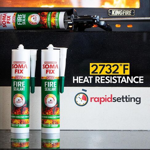 Furnace Cement - High Heat Fire Resistant Mortar, Black Fireplace Cement (2732°F), Heat Resistant Sealant for Fireplaces, Ovens, Stoves, Chimneys, Grills & Flues - 10.5 fl.oz in Kuwait