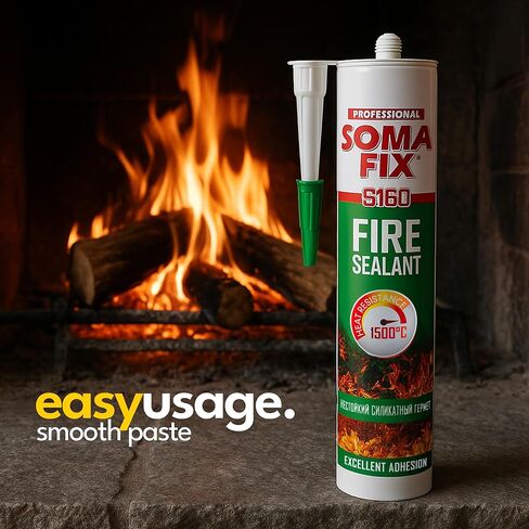 Furnace Cement - High Heat Fire Resistant Mortar, Black Fireplace Cement (2732°F), Heat Resistant Sealant for Fireplaces, Ovens, Stoves, Chimneys, Grills & Flues - 10.5 fl.oz in Kuwait