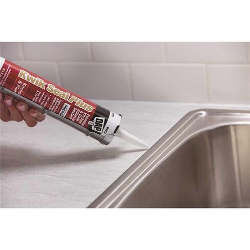 DAP 18510 Kwik Seal Plus Premium Kitchen and Bath Adhesive Caulk with Microban, 10.1 fl oz Capacity, White (Case of 12) in Saudi Arabia