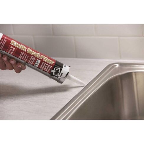 DAP 18510 Kwik Seal Plus Premium Kitchen and Bath Adhesive Caulk with Microban, 10.1 fl oz Capacity, White (Case of 12) in Saudi Arabia