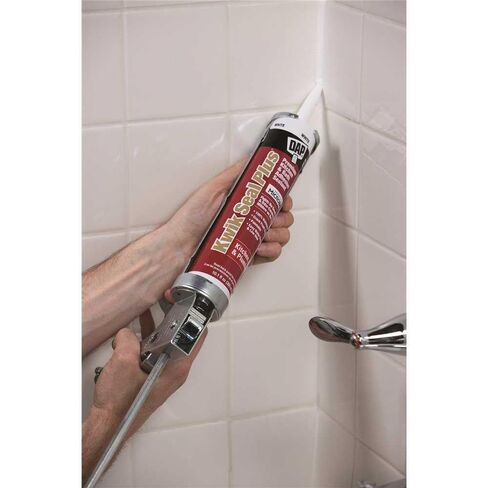 DAP 18510 Kwik Seal Plus Premium Kitchen and Bath Adhesive Caulk with Microban, 10.1 fl oz Capacity, White (Case of 12) in Saudi Arabia