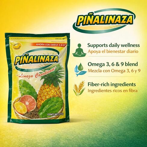 Piñalinaza Fiber Powder Pineapple Flavor 16.57 oz Flaxseed Fiber Blend with Canadian Linaza Natural Plant Based Powder Pineapple Taste Daily Use Wellness in Saudi Arabia
