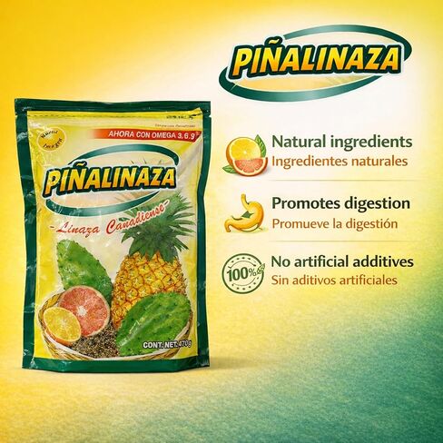 Piñalinaza Fiber Powder Pineapple Flavor 16.57 oz Flaxseed Fiber Blend with Canadian Linaza Natural Plant Based Powder Pineapple Taste Daily Use Wellness in Saudi Arabia