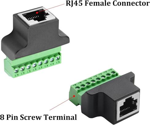 4 قطع محول طرفي برغي RJ45 أنثى إلى 8 سنون، موصل إيثرنت، لوحة اندلاع الشبكة لشبكة إيثرنت Cat7 Cat6 Cat5 مع مفك براغي in Kuwait