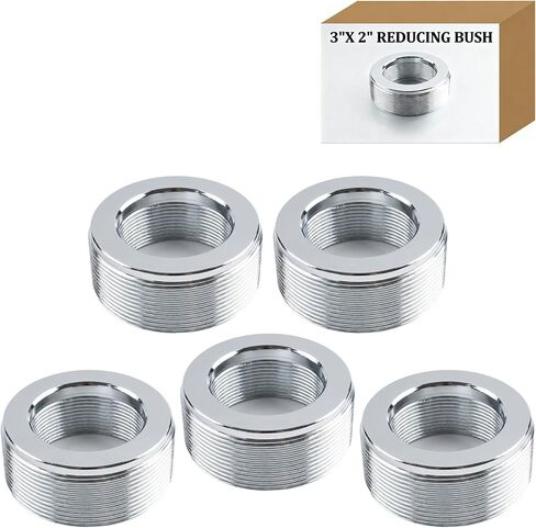 1-Pack 3" to 2" Trade Size Steel Reducing Bushing for Rigid & IMC Conduit, Heavy-Duty Alloy Steel Threaded Reducer with Rolled Edge Corrosion Resistant Fitting for Industrial Electrical Systems in Kuwait
